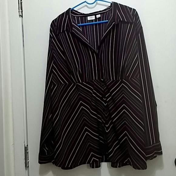 Size 22/24 long sleeve empire waist striped blouse - Picture 2 of 7